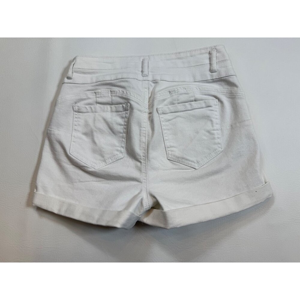 Wax Jean White Denim High-Waisted Cuffed Shorts S Cotton Blend (KK243) - Picture 2 of 8